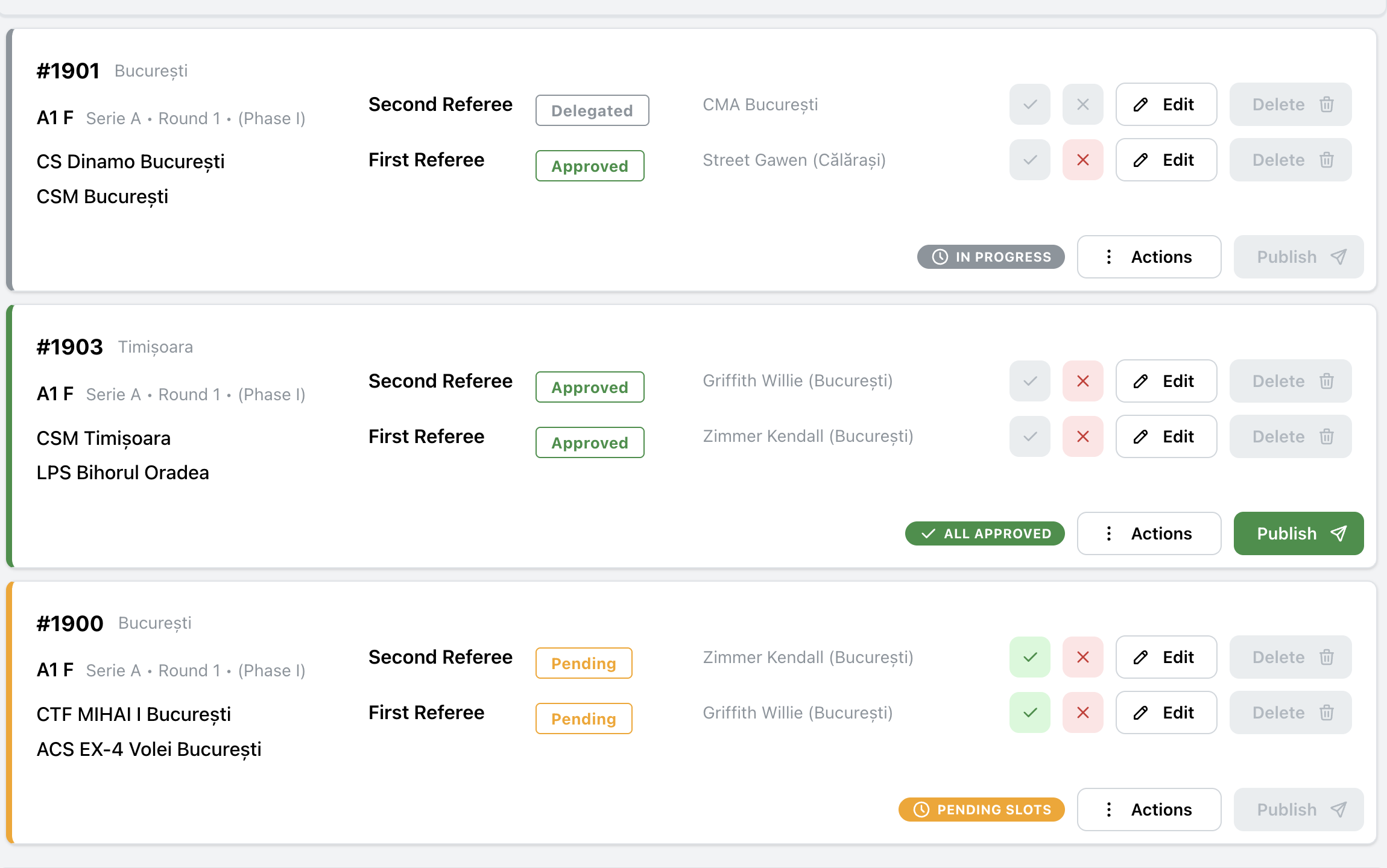 OneReferee delegation, review, and approval workflow